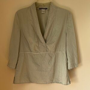 For The Republic Linen Blouse Beaded L